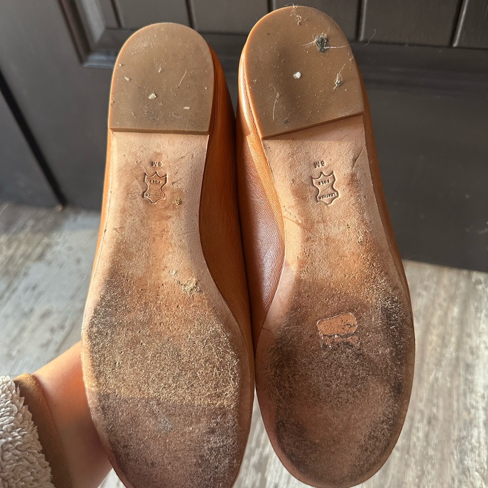 Tory Burch Goat Leather Ballet Flat Shoes, tan color, size 8 - Picture 4 of 10